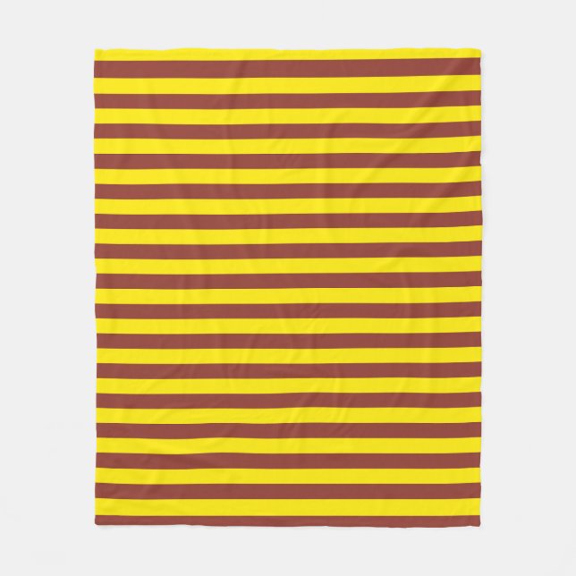 Gult- och brunt Rand-design Fleecefilt (Framsidan)