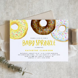 Gult och choklad Sprinkle Donuts Baby Sprinkle Inbjudningar