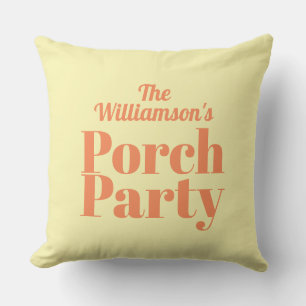Gult och Coral Porch Party sommar Kudde