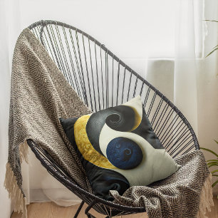 Gult och Cream Abstrakt Art Design Contemporary Kudde