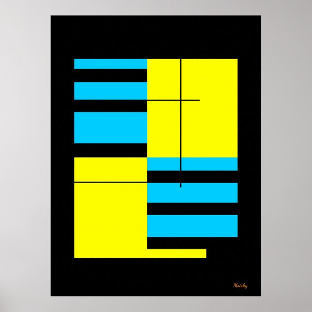 Gult och Cyan Grid Bauhaus Minimalist Design Poster (Framsidan)