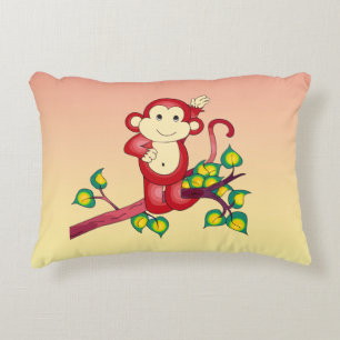 Gult och dekorfyllning för Sweet Red Monkey och Or Prydnadskudde