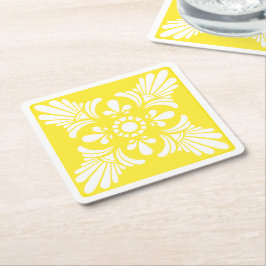 Gult och det skyddade området Vita Medelhavet Underlägg Papper Kvadrat
