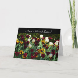 Gult- och färgtulpanfärgad Blommigt Helgkort