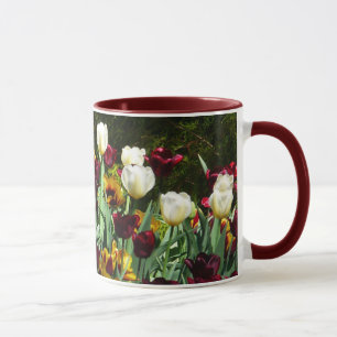 Gult- och färgtulpanfärgad Blommigt Mugg