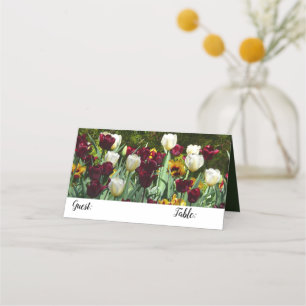 Gult- och färgtulpanfärgad Blommigt Placeringskort