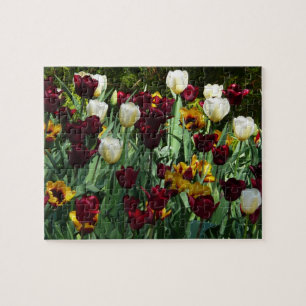 Gult- och färgtulpanfärgad Blommigt Pussel
