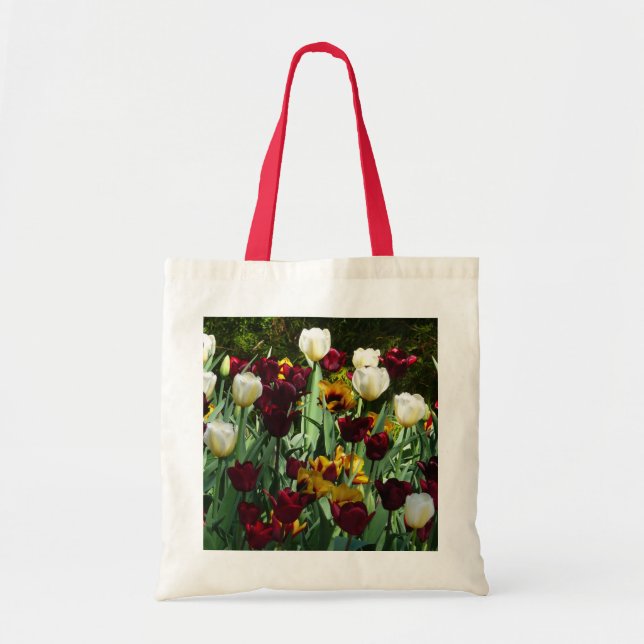 Gult- och färgtulpanfärgad Blommigt Tygkasse (Framsidan)