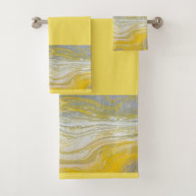 Gult och Grått Abstrakt Bathroom Towel Set