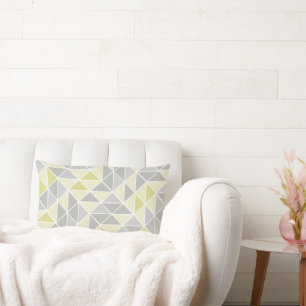 Gult och Grått Abstrakt Triangel Mönster Lumbarkudde