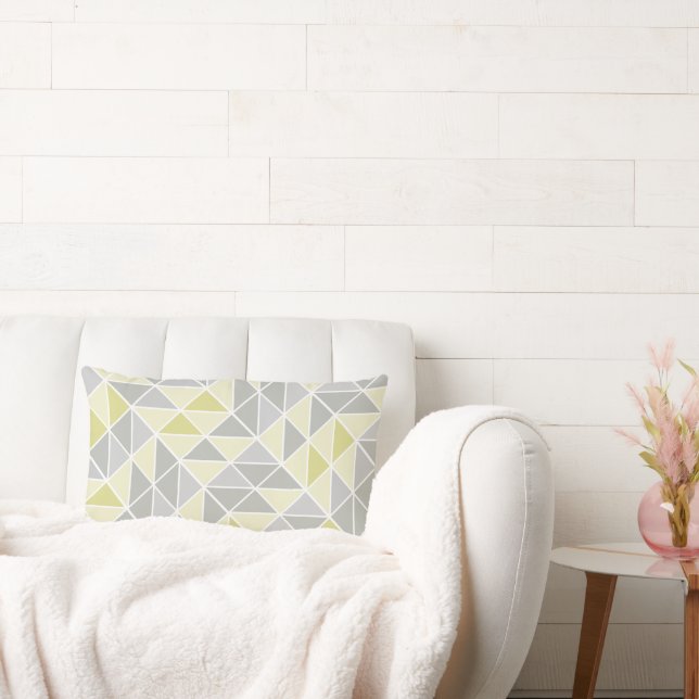 Gult och Grått Abstrakt Triangel Mönster Lumbarkudde (Soffa)