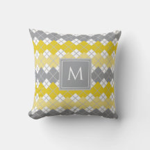 Gult och Grått Argyle Mönster Monogram