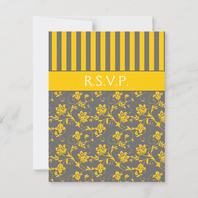 Gult och Grått Blommigt, stripe OSA kort (Framsida)