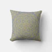 Gult och Grått Boho Mandala Pillow