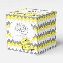 Gult och Grått Chevron Elephant Baby Shower