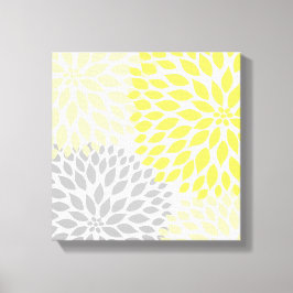 Gult och Grått Dahlia Square Canvas Wall Art