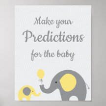 Gult och Grått Elephant Predictions for Baby Sign