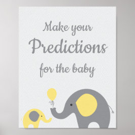 Gult och Grått Elephant Predictions for Baby Sign Poster