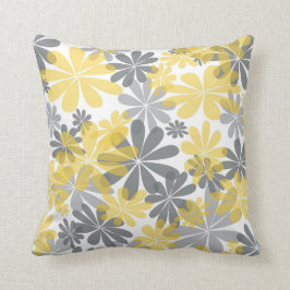 Gult och Grått Flower Dekorativ kudde