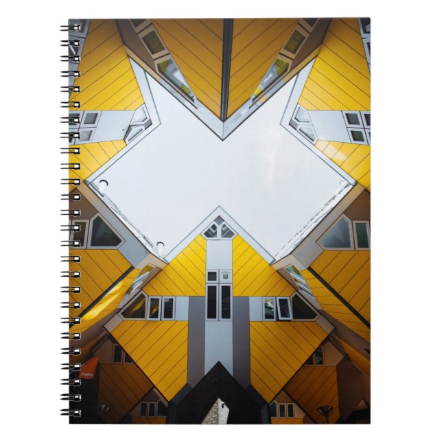 GULT OCH GRÅTT GEOMETRISK BYGGNAD ANTECKNINGSBOK (Framsidan)