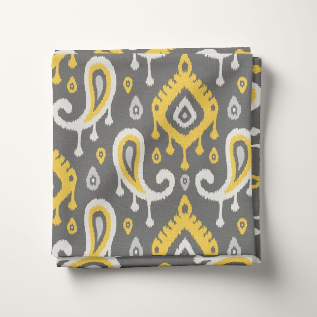 Gult och Grått Ikat Paisley Tyg (Skapare uppladdad)