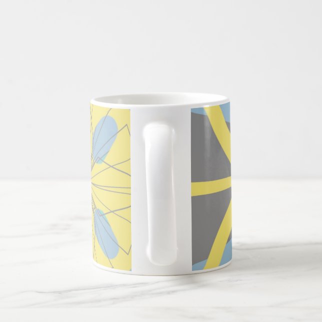 Gult och grått kaffemugg (Handtag)
