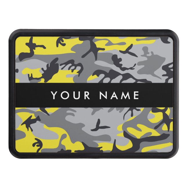Gult och Grått-kamouflage Ditt namn anpassar sig Dragkroksskydd (Framsidan)