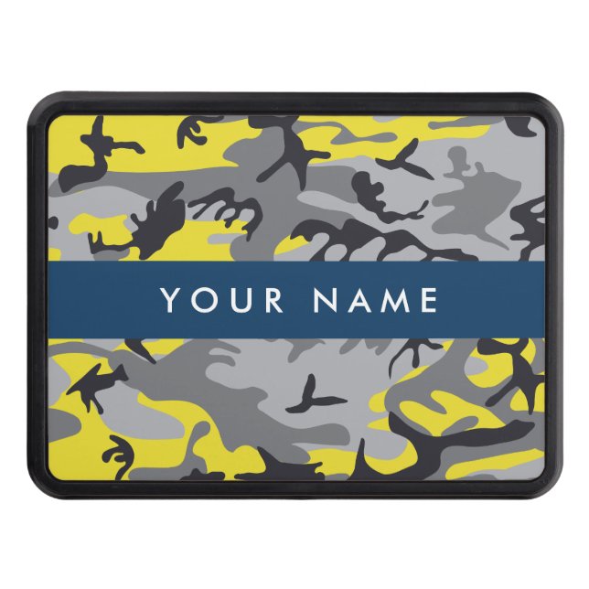 Gult och Grått-kamouflage Ditt namn anpassar sig Dragkroksskydd (Framsidan)