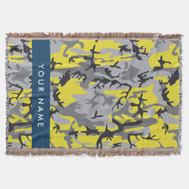 Gult och Grått-kamouflage Ditt namn anpassar sig Filt