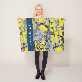 Gult och Grått-kamouflage Ditt namn anpassar sig Fleecefilt