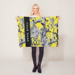 Gult och Grått-kamouflage Ditt namn anpassar sig Fleecefilt