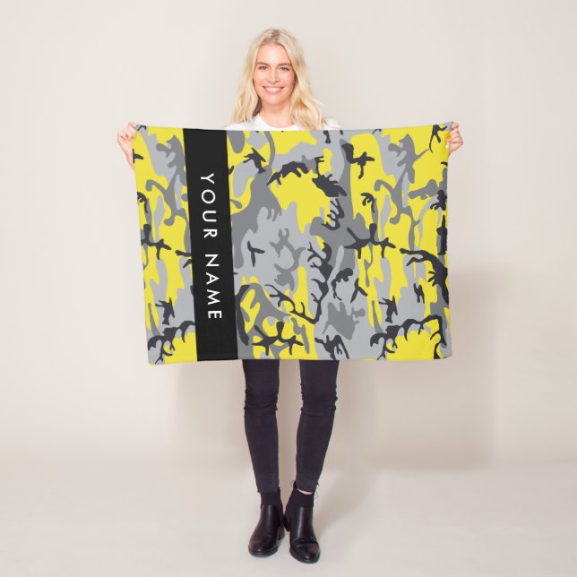 Gult och Grått-kamouflage Ditt namn anpassar sig Fleecefilt (På plats)