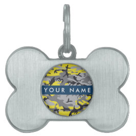Gult och Grått-kamouflage Ditt namn anpassar sig ID-bricka Husdjur