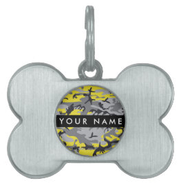 Gult och Grått-kamouflage Ditt namn anpassar sig ID-bricka Husdjur