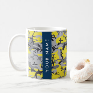Gult och Grått-kamouflage Ditt namn anpassar sig Kaffemugg
