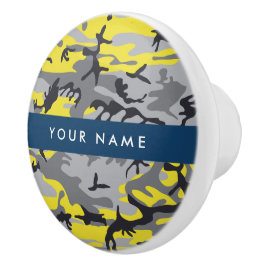 Gult och Grått-kamouflage Ditt namn anpassar sig Knopp