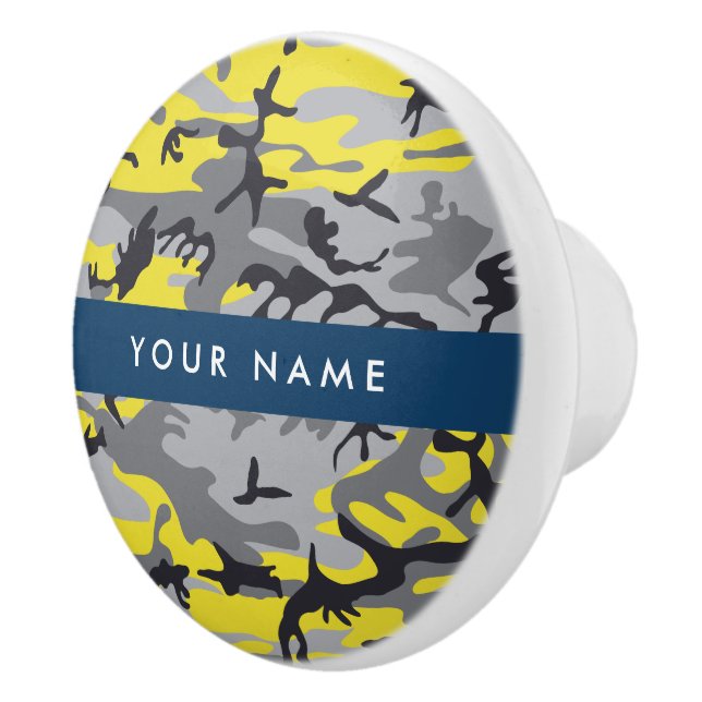 Gult och Grått-kamouflage Ditt namn anpassar sig Knopp (Höger)