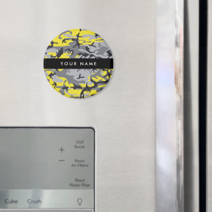 Gult och Grått-kamouflage Ditt namn anpassar sig Magnet