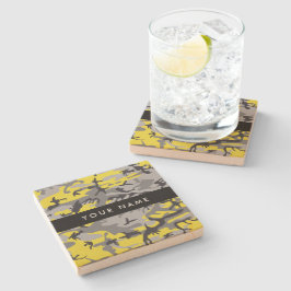 Gult och Grått-kamouflage Ditt namn anpassar sig Stenunderlägg