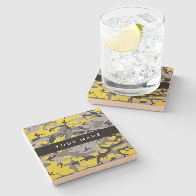 Gult och Grått-kamouflage Ditt namn anpassar sig Stenunderlägg (Sidan)