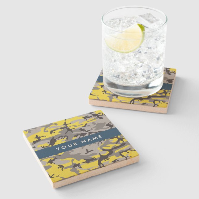 Gult och Grått-kamouflage Ditt namn anpassar sig Stenunderlägg (Sidan)