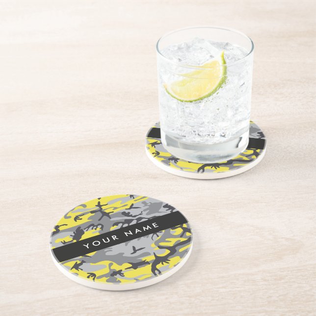 Gult och Grått-kamouflage Ditt namn anpassar sig Underlägg (Sidan)