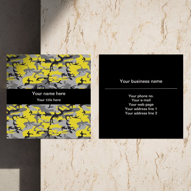 Gult- och Grått-kamouflage, militär, armé Fyrkantigt Visitkort (Skapare uppladdad)