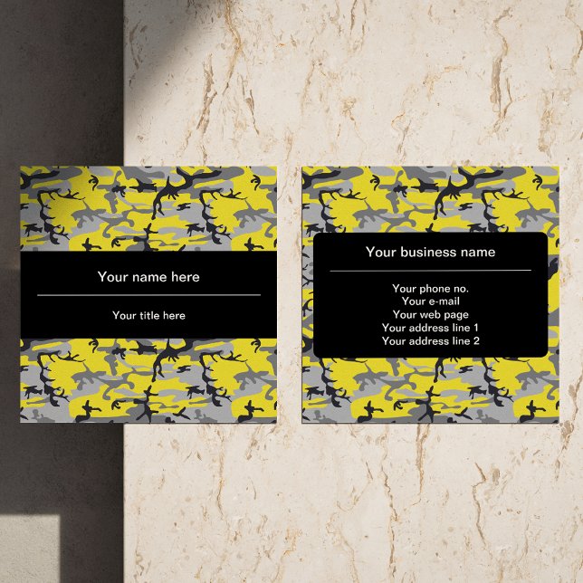 Gult- och Grått-kamouflage, militär, armé Fyrkantigt Visitkort (Skapare uppladdad)