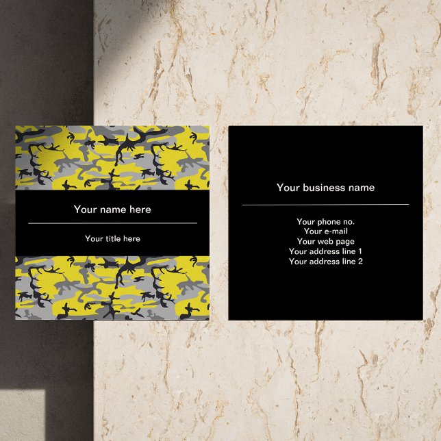 Gult- och Grått-kamouflage, militär, armé Fyrkantigt Visitkort (Skapare uppladdad)