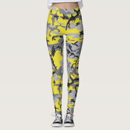 Gult- och Grått-kamouflage, militär, armé Leggings