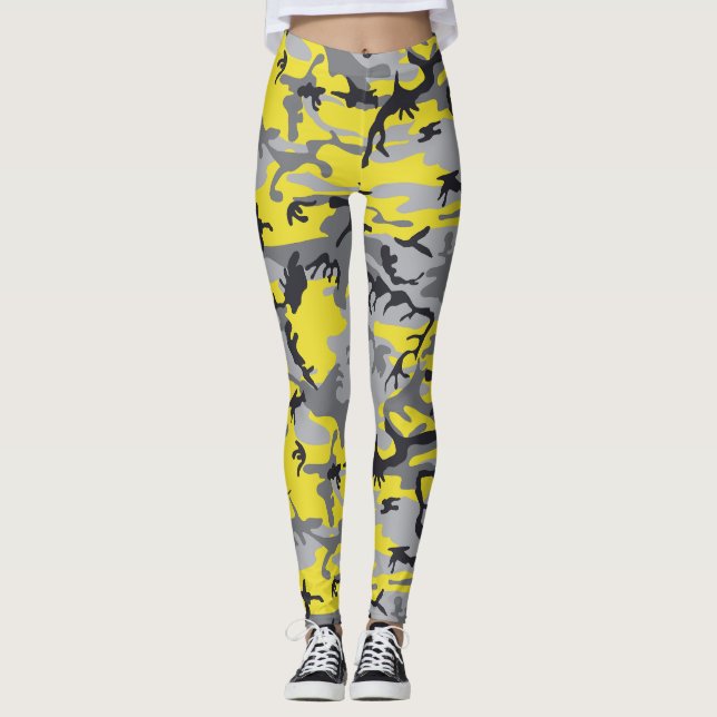 Gult- och Grått-kamouflage, militär, armé Leggings (Framsida)