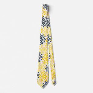 Gult och Grått-kolmodern Blommigt Slips