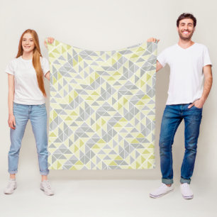 Gult och Grått Modern Abstrakt Triangle Mönster Fleecefilt