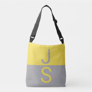 Gult och Grått Modern Initialer Monogram Axelväska